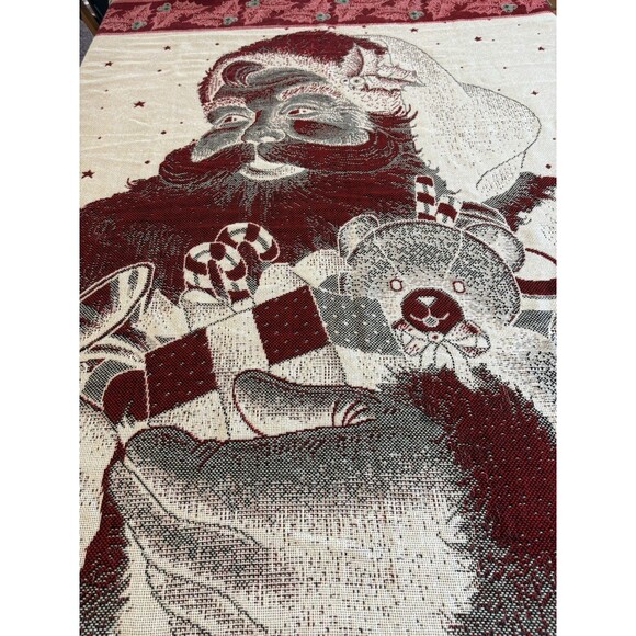 Vintage American Weavers Woven Santa with Toys Throw Blanket 60"X50" Made In USA - Picture 4 of 6